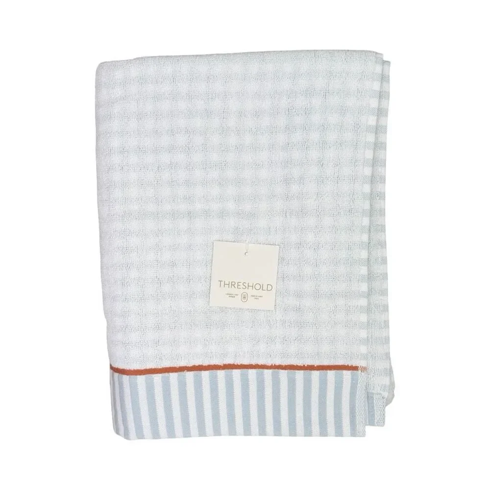 Threshold Traditional Gingham Plaid Bath Towels - Blue - 2 Packs - 4 Towels